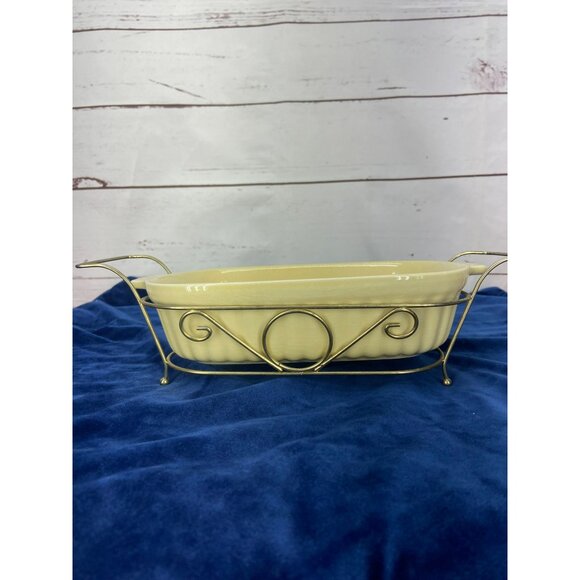 Vintage 1983 Pfaltzgraff Ceramic‎ Casserole Dish with Metal Rack - Picture 3 of 7